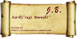 Jurányi Bennó névjegykártya